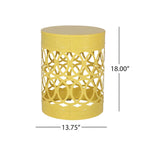 Metal End Table Outdoor Lace Cut Iron Side Table by Christopher Knight Home