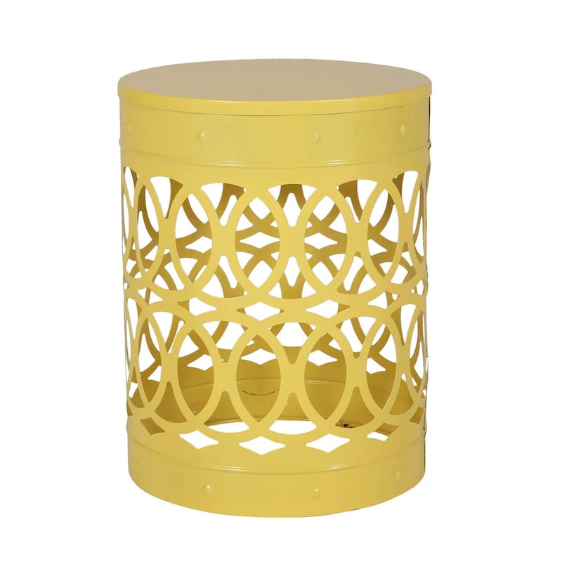 Metal End Table Outdoor Lace Cut Iron Side Table by Christopher Knight Home