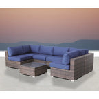 LSI Fully Assembled 7 Piece Rattan Sectional Seating Group with Sunbrella Cushions