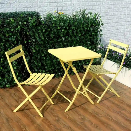 3 Piece Yellow Foldable Outdoor Patio Bistro Sets
