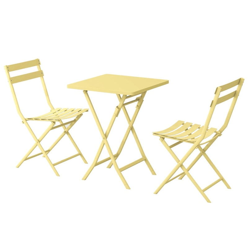 3 Piece Yellow Foldable Outdoor Patio Bistro Sets