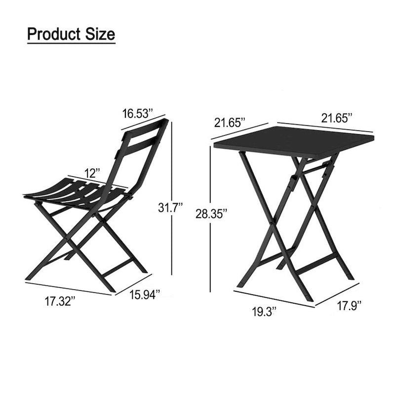 3 Piece Yellow Foldable Outdoor Patio Bistro Sets