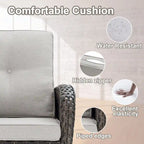 Outdoor Swivel Rocker Chairs with Glider Sofa - Brown