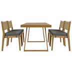 5 Pieces Outdoor Acacia Wood Table and Chair Set with Thick Cushions