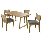 5 Pieces Outdoor Acacia Wood Table and Chair Set with Thick Cushions