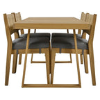 5 Pieces Outdoor Acacia Wood Table and Chair Set with Thick Cushions