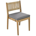 5 Pieces Outdoor Acacia Wood Table and Chair Set with Thick Cushions