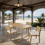 5 Pieces Outdoor Acacia Wood Table and Chair Set with Thick Cushions
