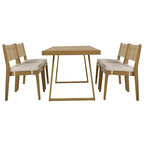 5 Pieces Outdoor Acacia Wood Table and Chair Set with Thick Cushions