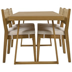 5 Pieces Outdoor Acacia Wood Table and Chair Set with Thick Cushions