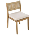5 Pieces Outdoor Acacia Wood Table and Chair Set with Thick Cushions