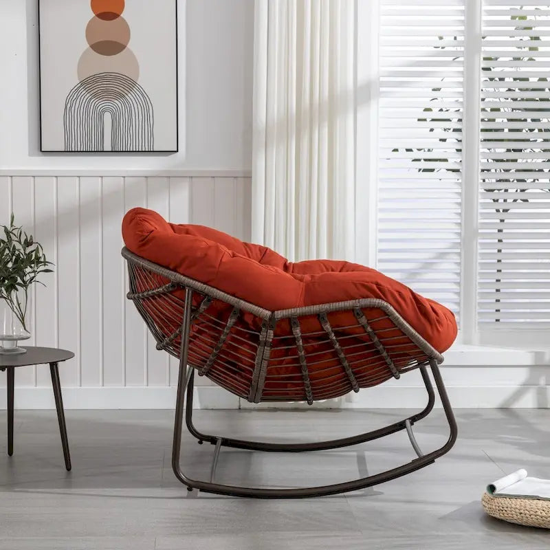 Padded Cushion Rocker Recliner Chair Outdoor for Front Porch - 43.70D x 37.20W x 31.50H