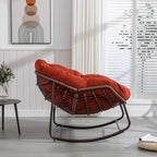 Padded Cushion Rocker Recliner Chair Outdoor for Front Porch - 43.70D x 37.20W x 31.50H