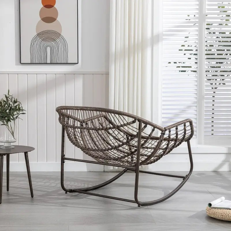 Padded Cushion Rocker Recliner Chair Outdoor for Front Porch - 43.70D x 37.20W x 31.50H