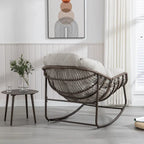 Padded Cushion Rocker Recliner Chair Outdoor for Front Porch - 43.70D x 37.20W x 31.50H
