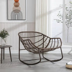 Padded Cushion Rocker Recliner Chair Outdoor for Front Porch - 43.70D x 37.20W x 31.50H