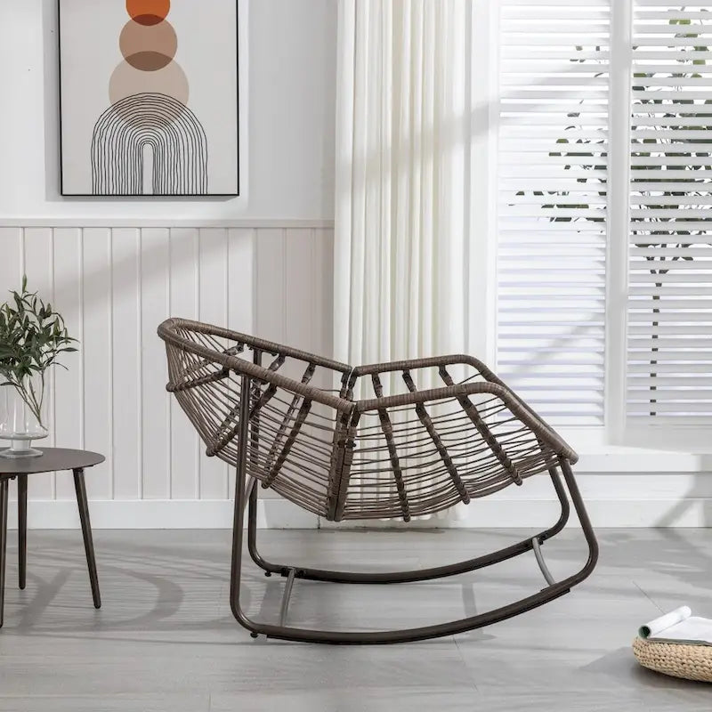 Padded Cushion Rocker Recliner Chair Outdoor for Front Porch - 43.70D x 37.20W x 31.50H
