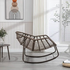 Padded Cushion Rocker Recliner Chair Outdoor for Front Porch - 43.70D x 37.20W x 31.50H