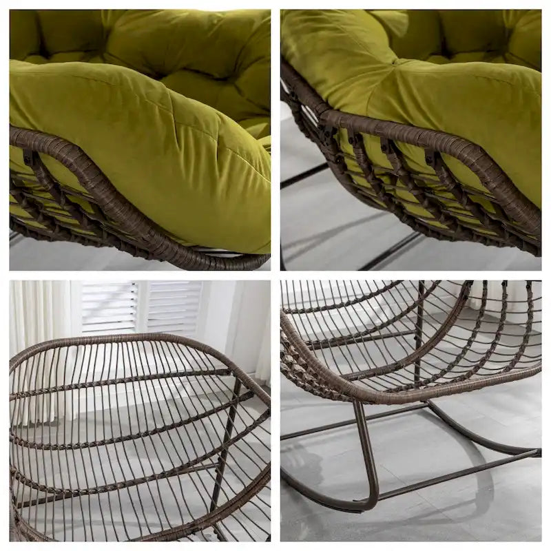 Padded Cushion Rocker Recliner Chair Outdoor for Front Porch - 43.70D x 37.20W x 31.50H