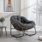 Padded Cushion Rocker Recliner Chair Outdoor for Front Porch - 43.70D x 37.20W x 31.50H