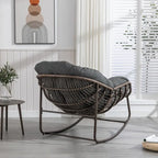 Padded Cushion Rocker Recliner Chair Outdoor for Front Porch - 43.70D x 37.20W x 31.50H