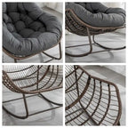 Padded Cushion Rocker Recliner Chair Outdoor for Front Porch - 43.70D x 37.20W x 31.50H