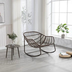 Padded Cushion Rocker Recliner Chair Outdoor for Front Porch - 43.70D x 37.20W x 31.50H