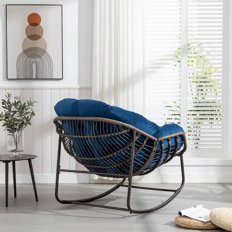 Padded Cushion Rocker Recliner Chair Outdoor for Front Porch - 43.70D x 37.20W x 31.50H