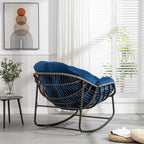 Padded Cushion Rocker Recliner Chair Outdoor for Front Porch - 43.70D x 37.20W x 31.50H