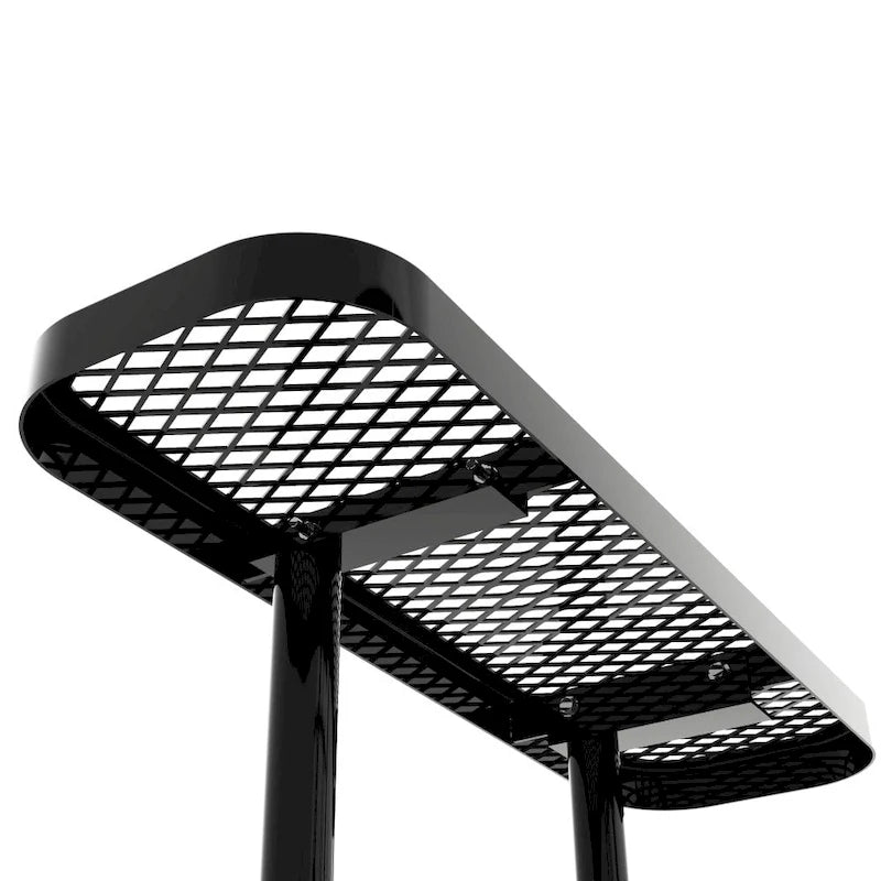 Commercial Grade Expanded Mesh Metal Outdoor Picnic Table with Anchors - 79.75D x 79.75W x 28.75H