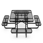 Commercial Grade Expanded Mesh Metal Outdoor Picnic Table with Anchors - 79.75D x 79.75W x 28.75H