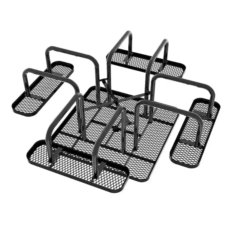 Commercial Grade Expanded Mesh Metal Outdoor Picnic Table with Anchors - 79.75D x 79.75W x 28.75H