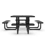 Commercial Grade Expanded Mesh Metal Outdoor Picnic Table with Anchors - 79.75D x 79.75W x 28.75H