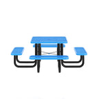 Commercial Grade Expanded Mesh Metal Outdoor Picnic Table with Anchors - 79.75D x 79.75W x 28.75H