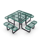 Commercial Grade Expanded Mesh Metal Outdoor Picnic Table with Anchors - 79.75D x 79.75W x 28.75H