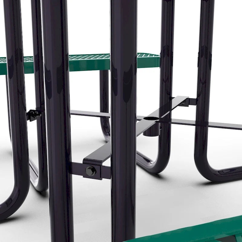 Commercial Grade Expanded Mesh Metal Outdoor Picnic Table with Anchors - 79.75D x 79.75W x 28.75H