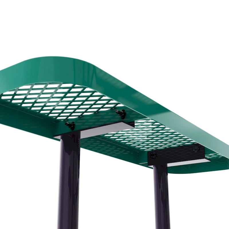 Commercial Grade Expanded Mesh Metal Outdoor Picnic Table with Anchors - 79.75D x 79.75W x 28.75H