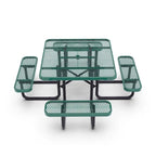Commercial Grade Expanded Mesh Metal Outdoor Picnic Table with Anchors - 79.75D x 79.75W x 28.75H