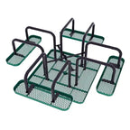 Commercial Grade Expanded Mesh Metal Outdoor Picnic Table with Anchors - 79.75D x 79.75W x 28.75H