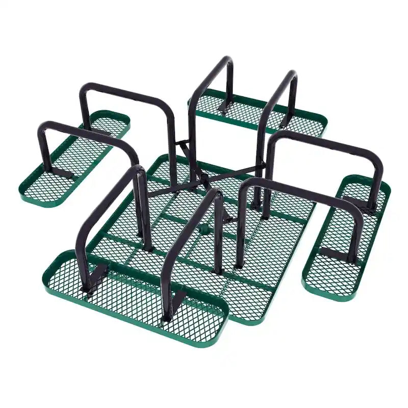 Commercial Grade Expanded Mesh Metal Outdoor Picnic Table with Anchors - 79.75D x 79.75W x 28.75H