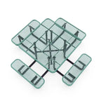 Commercial Grade Expanded Mesh Metal Outdoor Picnic Table with Anchors - 79.75D x 79.75W x 28.75H