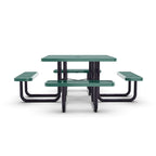 Commercial Grade Expanded Mesh Metal Outdoor Picnic Table with Anchors - 79.75D x 79.75W x 28.75H