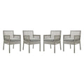 Aura Dining Armchair Outdoor Patio Wicker Rattan Set of 4