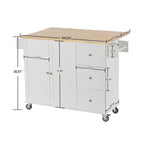 Rolling Mobile Kitchen Island with Solid Wood Top and Locking Wheels