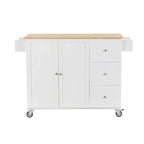 Rolling Mobile Kitchen Island with Solid Wood Top and Locking Wheels