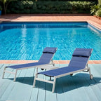 Adjustable Patio Chaise Lounge with Side Table and Wheel (Set of 3 )