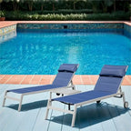 Adjustable Patio Chaise Lounge with Side Table and Wheel (Set of 3 )