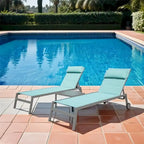 Adjustable Patio Chaise Lounge with Side Table and Wheel (Set of 3 )