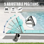 Adjustable Patio Chaise Lounge with Side Table and Wheel (Set of 3 )
