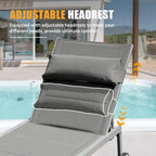 Adjustable Patio Chaise Lounge with Side Table and Wheel (Set of 3 )